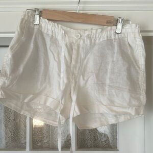Old Navy white linen shorts.  Size 6